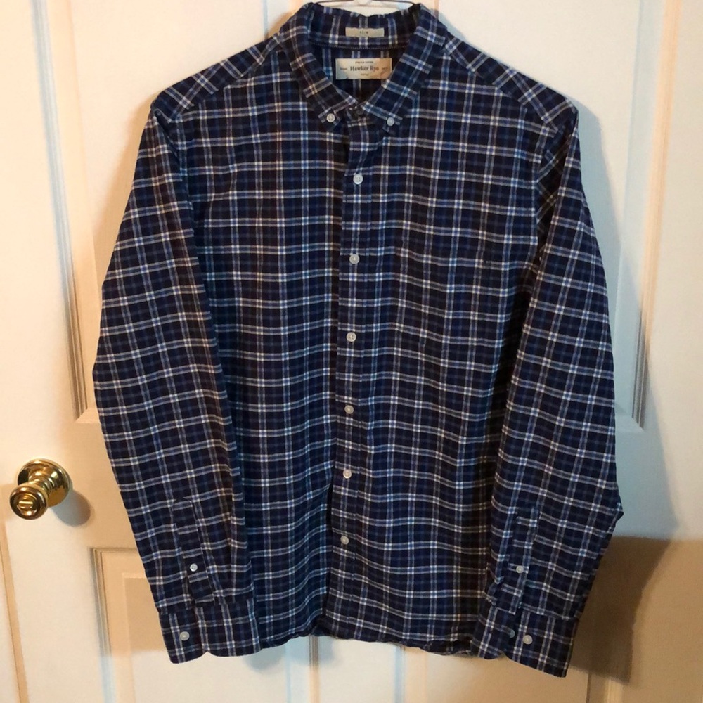 Blue Modern Stretch Oxford by Hawker Rye